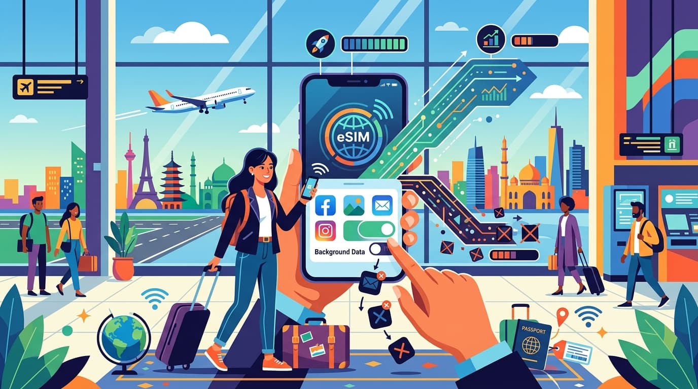 eSIM 데이터 최적화: 백그라운드 앱 제어